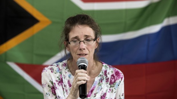 Yolande Korkie, a former hostage and wife of Pierre Korkie, appealing in January for the release of her husband. 