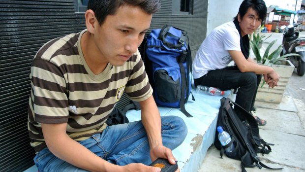 Homeless: Sardar "Sammy" Hussein, originally from Afghanistan, is camped out in front of the UNHCR office in Jakarta.