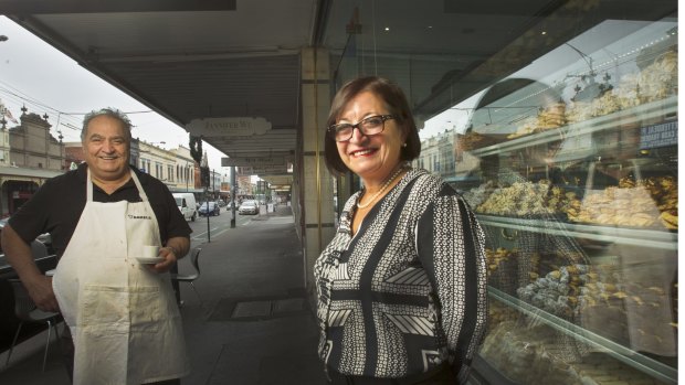 Katerina Angelopoulos, a long standing member of the ALP in the seat of Wills, outside the Pantheon Cafe in Brunswick.