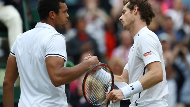 Mutual respect: Murray shakes hands with Jo-Wilfried Tsonga after the match.