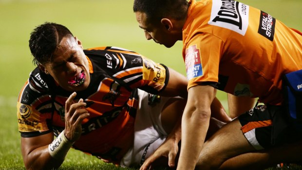 Feeling it: Tim Simona receives some attention.
