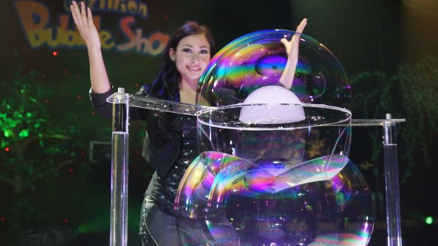 Melody Yang in the Gazillion Bubble Show, which is on at Canberra Theatre Centre.