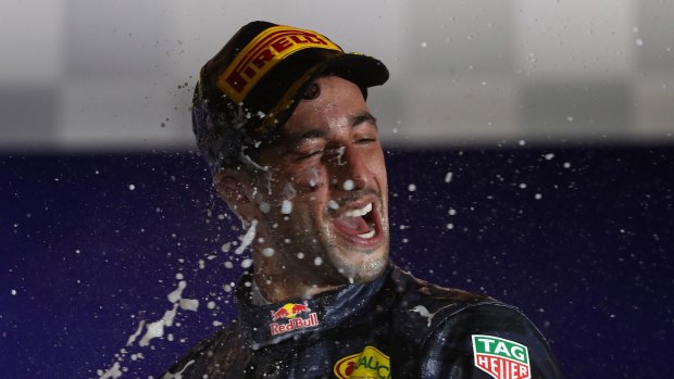 Daniel Ricciardo celebrates another podium finish.