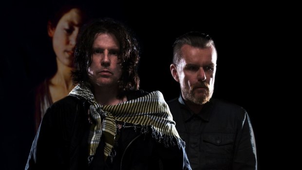 Singer Ian Astbury, front left, and guitarist Billy Duffy, front right, of The Cult.