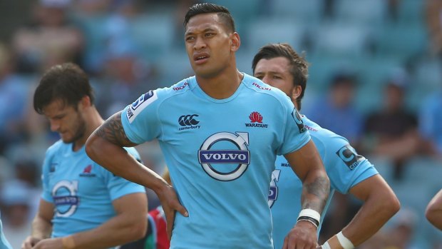 Low voltage: Israel Folau looks dejected during the match against the Force.