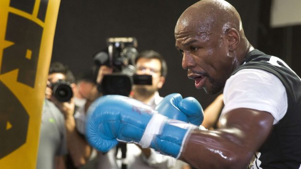 TBE .. The Best Ever? Floyd Mayweather  during a training session in Las Vegas.