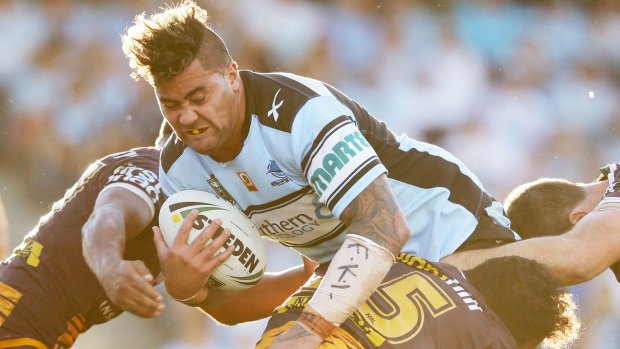 Controversial: Andrew Fifita wore wrist strapping bearing the initials of Kieran Loveridge as a show of support..