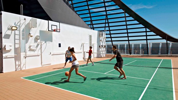 Keeping fit on court on the MSC Splendida.