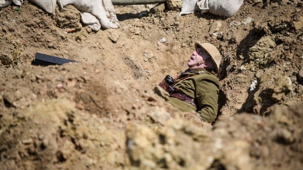 Actors recreate the Battle of Passchendaeale for visitors.