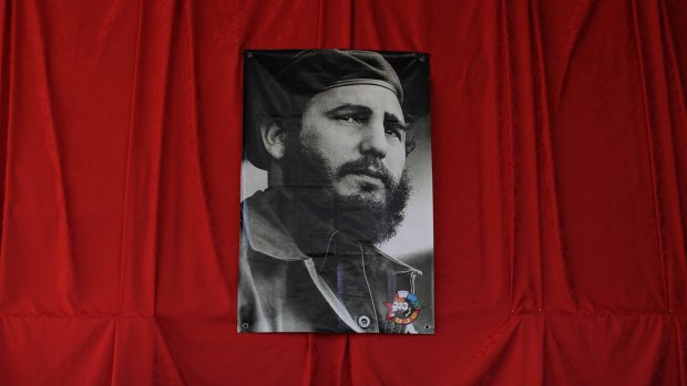 A photograph of the late Fidel Castro hangs at a memorial in his honour in Guanabacoa on the outskirts of Havana, Cuba, last week.