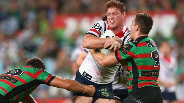 Star of the show: Dylan Napa of the Roosters in action on Friday night.