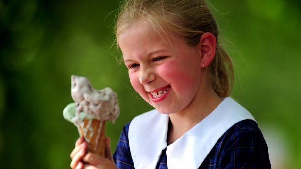 Ice cream, girl, happy kid