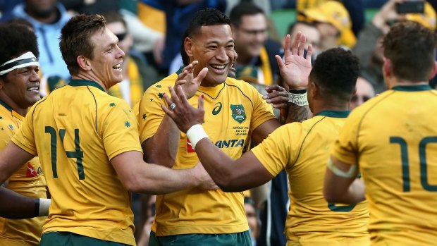 Keeping it simple: Israel Folau roared back to form with a brace.