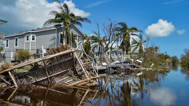 Damaged homes near Marathon, Florida in the aftermath of Hurricane Irma.