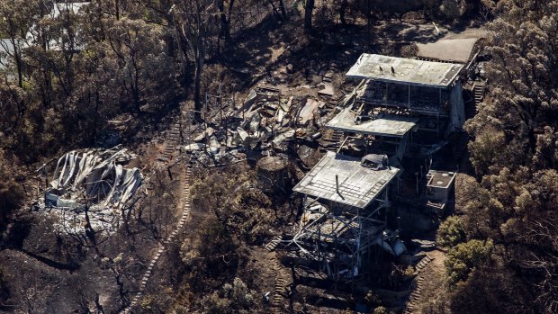 Fire damage to property seen from the air at Wye River on December 27.