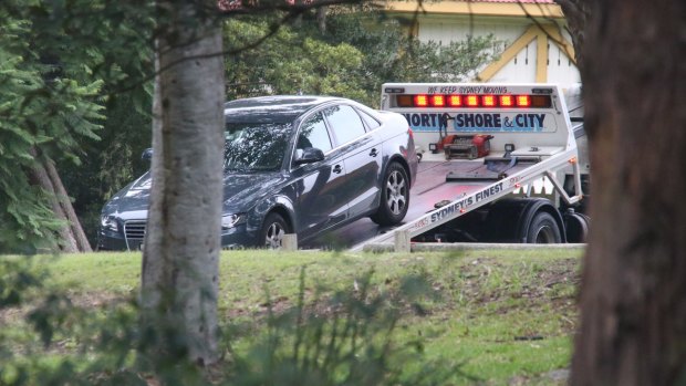 Police seize an Audi that was parked near Cabarita Wharf.