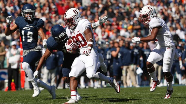 Paydirt: Bryce Love of the Stanford Cardinal scores a touchdown.