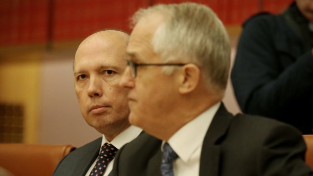 Prime Minister Malcolm Turnbull with Immigration Minister Peter Dutton.