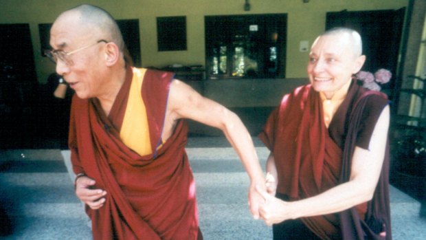 Palmo with the Dalai Lama in the 2002 documentary "Cave in the Snow".