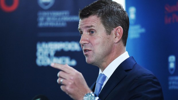NSW Premier Mike Baird at the official announcement of the establishment of the University of Wollongong's South Western Sydney Campus 