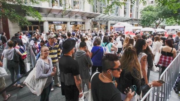The crowd gathered for the opening of H&M's flagship CBD store in Pitt Street Mall had started before dawn.