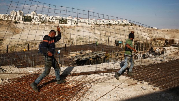 A construction site in the West Bank settlement of Maaleh Adumim on Sunday.