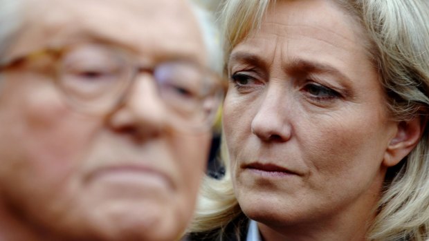 Damaging row: Jean-Marie and Marine Le Pen.