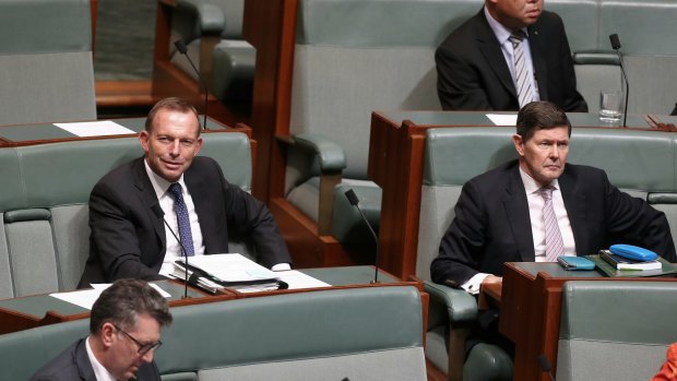 Former prime minister Tony Abbott and former defence minister Kevin Andrews on the backbench. 