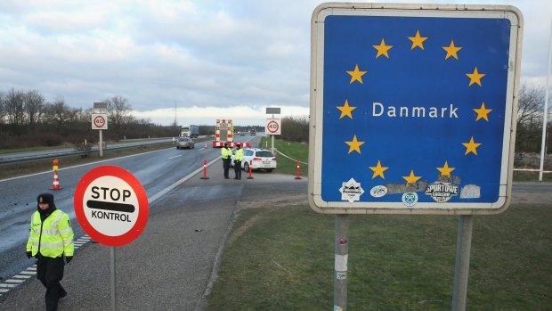 Danish police conduct spot checks on traffic from Germany.