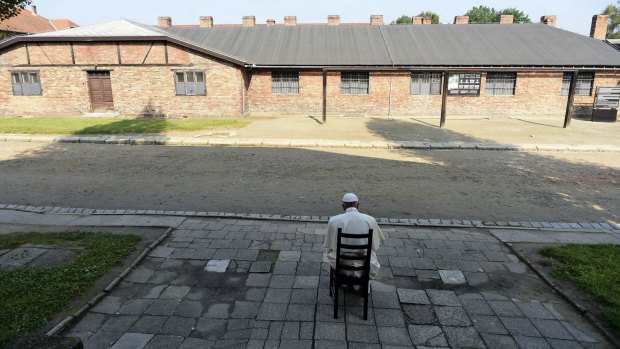 Quiet reflection and prayer for Francis at Auschwitz-Birkenau.