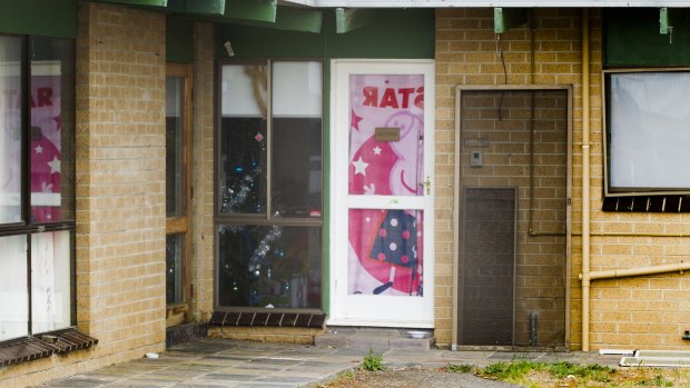 The front door of the house where Samantha Hastings and her daughters live.