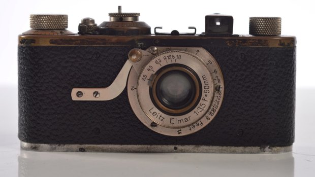 A Leica with an Elmar 3.2 lens made in 1929. Estimates: $1000-$2000.