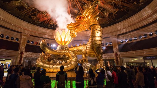 Dramatic: The Dragon of Fortune Show at the Wynn Casino, Macau. 