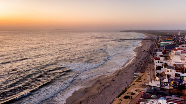 The Beach and Boardwalk, the border wall between Tijuana, Mexico, and the United States.