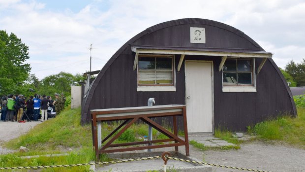 A building in a military drill area where the 7-year-old boy was found.