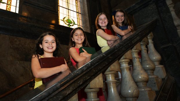 (left to right) Dusty Bursill, Tiana Mirra, Alannah Parfett and Ingrid Torelli are the four lead actors in Matilda the musical. 