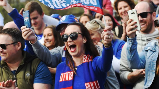 Parade day: Western Bulldogs fans outnumbered their Swans counterparts.