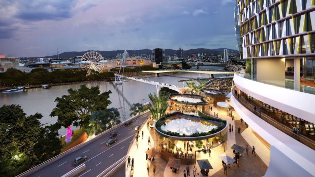 The Queens Wharf development will be built around the Riverside Expressway.