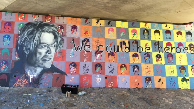 The wall at Richardson, in Canberra's south, was given a taste of Bowie by a street art workshop.