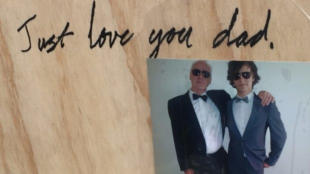 Gordon Harvey's son's simple, but touching message to his dad.