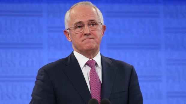 Prime Minister Malcolm Turnbull addresses the National Press Club in Canberra.