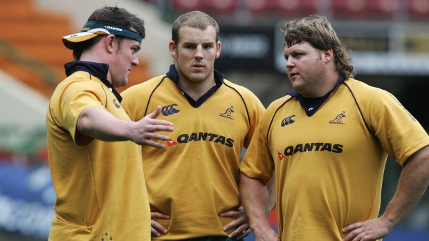 Throwback: The Wallaby front row of Guy Shepherdson, Stephen Moore and Matt Dunning in 2007.