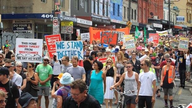 Concerned residents took to the streets of Newtown to protest the proposed development earlier this month.