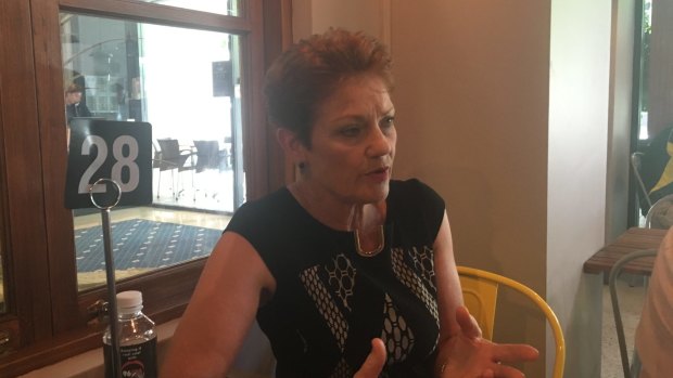 Pauline Hanson speaking with WAtoday at a cafe in East Perth last month.