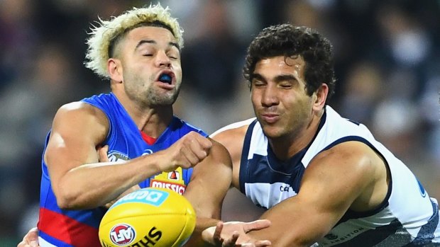 Jason Johannisen was targeted before the opening bounce against the Swans.