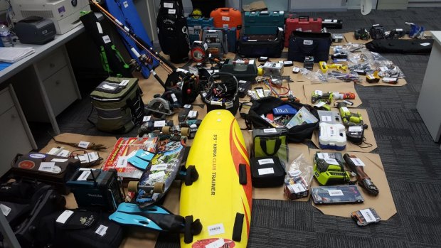 Stolen goods include eskies, tools, surfboards and bodyboards.