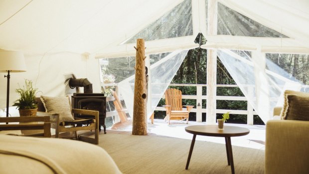 Each tent, with new king beds made up with luxury linen, overlooks Clayoquot Sound and its ancient forests that can be accessed by seaplane from Vancouver or 12-seater boat from Tofino.