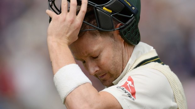 Under pressure: Aussie skipper Michael Clarke has had a poor Ashes series so far.