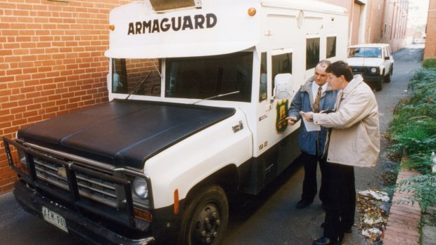 The Armaguard van recovered in Walnut Lane, Richmond in June 1994.