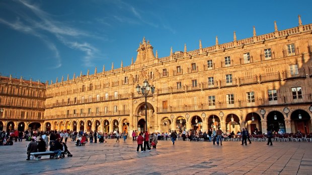 Plaza Mayor, Salamanca, is a magnificent 18th-century town square which was built to host epic bullfights, the last of which was held in 1992.